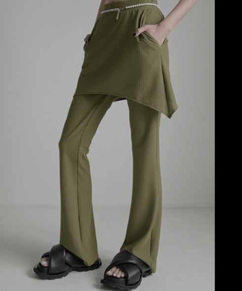 Asymmetric Skirted Flare Pants